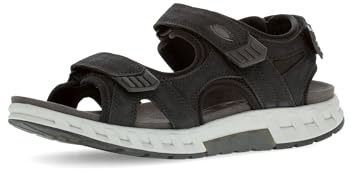 Pius Gabor Herren Trekkingsandalen, Männer Sandalen,zertifiziertes Leder,Freizeitschuhe,offene Schuhe,Strandschuhe,Black/Black,43 EU / 9 UK