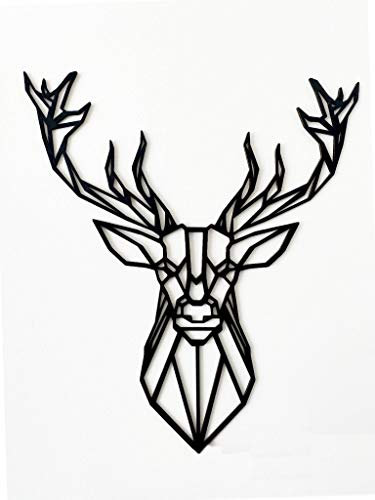 Pet-Jos GROSS Hirsch 70-100 cm Wanddeko Holz Hirschköpfe Deko Wanddekoration Deer Wooden Wall Decoration Wall Art Geometrische Minimalistische Wandkunst Hängende Dekoration (100 cm)