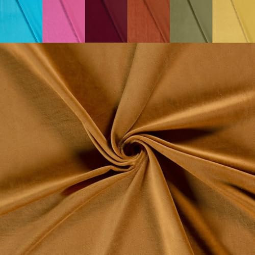 Nicki Stoff Meterware - Samtstoff stretchig - weicher Fleece - Nicky Velour - Nikistoff - Velourstoff - kuschelig weich *Ab 50cm, Farbe: 057 rost