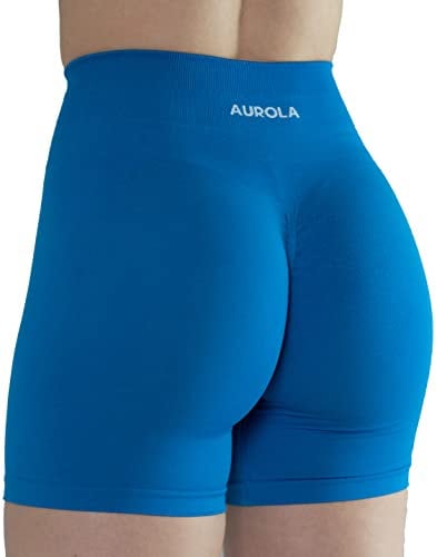 AUROLA Intensify Workout Shorts für Frauen Nahtlose Scrunch Short Fitnessstudio Yoga Laufen Sport Aktive Übung Fitness Shorts(XS,Diva Blue)