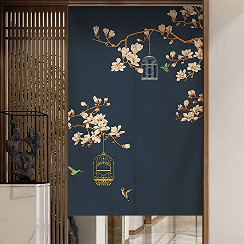 Amidoudou Türvorhang im japanischen Stil – Trennwand für Zuhause, Restaurant, Küche, Feng Shui Vorhang Noren (Vögel, 84 x 150 cm)