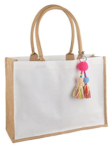 FITDON Jute Tasche Shopper Damen, Groß Jutebeutel Strandtasche Faltbare Wasserdicht Einkaufstaschen Handtasche für Picknick Reisen Einkaufen Strand und Alltag, Beige