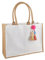 FITDON Jute Tasche Shopper Damen, Groß Jutebeutel Strandtasche Faltbare Wasserdicht Einkaufstaschen Handtasche für Picknick Reisen Einkaufen Strand und Alltag, Beige