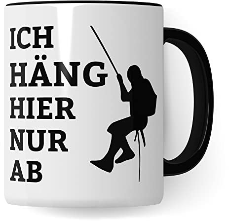 Kletterer Tasse Geschenkidee Kletterin Kaffeetasse Geschenk für Industriekletterer Kaffeebecher Kletter Becher (Weiß & Schwarz)