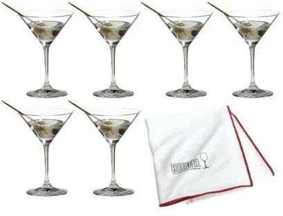 Riedel Vinum Martini-Glas (6er-Pack) mit Mikrofaser-Reinigungstuch, 7 Stück