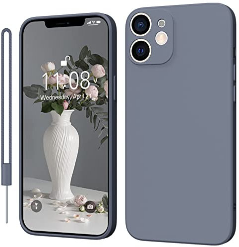 KPPIT Silicone Case Compatible with iPhone 12 6.1 inch protective case, Ultra Slim Soft Gel Anti-Scratch,Microfiber Lining,Rubber Shockproof Case Cover for iPhone 12 Lavender Gray