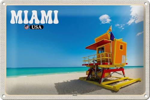 Femer Blechschild Reise 30x20cm Miami USA Strand Meer Urlaub