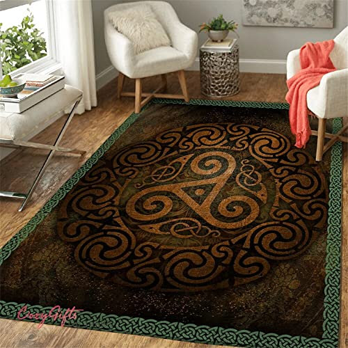 HERENI Wikinger Runen Teppiche fürs Kinderzimmer Totem keltischem Knoten Muster Teppich Flanell Kurzflor für rutschfeste Spielteppiche Türmatte Geeignet Schlafzimmer Wohnzimmer Zimmer 140x200 cm