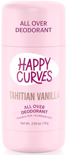 HAPPY CURVES Ganzkörper Deodorant ohne Aluminium für Frauen – langanhaltende, unsichtbare Schutzschicht, Schweißkontrolle, feminines Deodorant für empfindliche Haut und private Teile (75 g (1er Pack