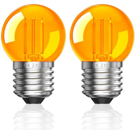 Luxvista 2W E27 LED Vintage Night Light Bulbs,G40 E27 Edison Screw Bulb,2000K Amber Dim Light Bulbs for Lamps Nighttime Healthy Sleep and Baby Nursery Light,Equivalent 40-60W,Non-Dimmable,2-Pack