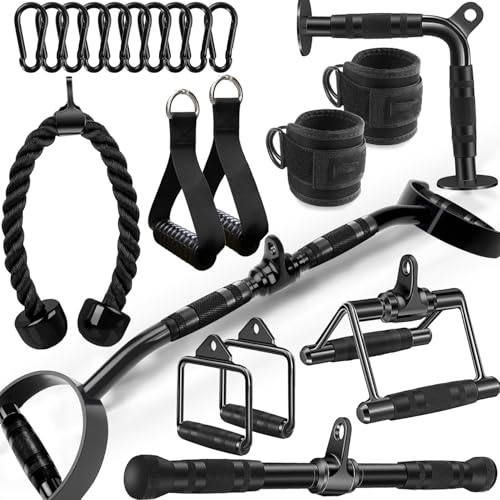 WNOEY Cable Machine Attachment Set, Multi-Functional Gym Cable Attachments, Heavy Duty Cable Attachments for Home Gym Fitness Workout
