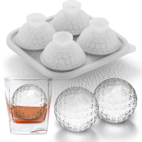 Nax Caki 3D Golf Ice Cube Tray, Large Golf Silicone Fun Shapes Whiskey Ice Mold with Funnel for Cocktails, Bourbon,Brandy, Whiskey Gifts for Men Black