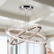Finktonglan Kristall-Kronleuchter, Moderne LED Kronleuchter mit Fernbedienung, ovale Deckenleuchte, 2 Ringe, 56CM 32CM, 3 Farben Pendelleuchte für Wohnzimmer, Esszimmer, Schlafzimmer (Dimmbar)