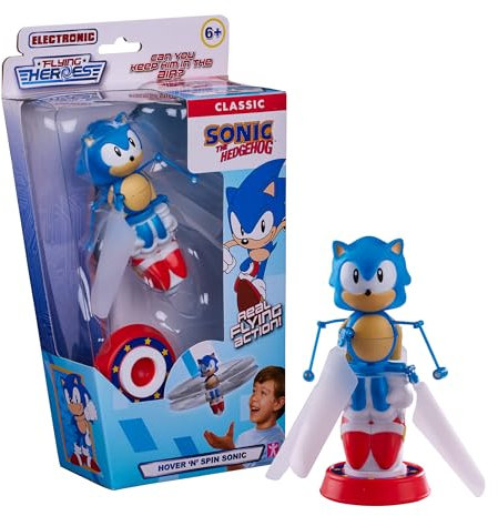 Character Options Flying Heroes Hover and Spin Sonic The Hedgehog - Juguete de acción de Vuelo electrónico Real | Acción de Vuelo controlada a Mano, niños a Partir de 6 años, Azul