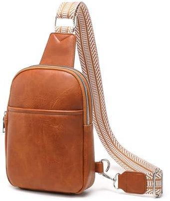 Miss Lulu Brusttasche Damen Klein PU-Leder Verstellbarer Gurt 3 Fächer für Reisen Pendeln & Spaziergänge