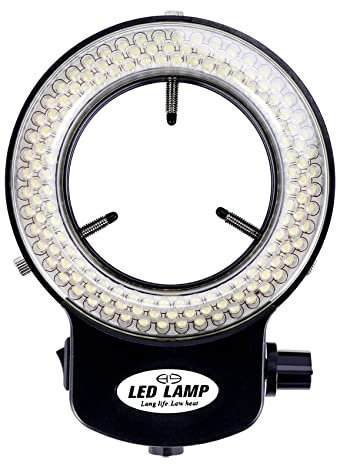 Iegefirm 144 LED Mikroskop Ringlicht Ringleuchte 0-100% Einstellbar Lampe für Microscope Ringbeleuchtung