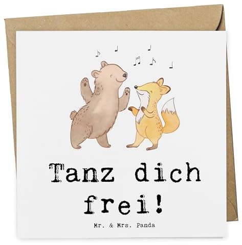 Mr. & Mrs. Panda Gutschein Tanzkurs Freude - Geschenk, für Fortgeschrittene, Tanzgutschein, Gutscheinkarte, Tanzunterricht, Rhythmus, Karte, Anfänger, Tanz dich frei, Geschenkgutschein, Geschenkkarte