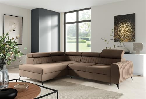 Fun Möbel Ecksofa Schlafsofa Sofa Toronto Stoff Element (Schokobraun, Seite: Links)