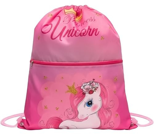 Sac de sport avec poignées et poche pour enfant, sac à cordon de serrage, sac de sport, piscine, voyage, porte-chaussures licorne, Licorne, taille unique