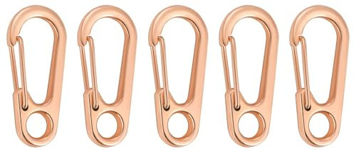 NihaoWXM 5/10/20pcs Lobster Clasp Buckle Keychian Mini Carabiners Outdoor Camping D-ring Buckles Alloy Spring Snap Hooks Keychains Clips Carabiner(Rose gold,20PCS)