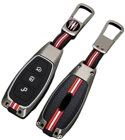 Happyit Coque de Protection pour clé de Voiture Compatible avec Ford C-Max Mondeo Kuga Fiesta Titanium Ford Focus 3 4 St MK3 MK4 3 Boutons (Mat+Boucle carrée )