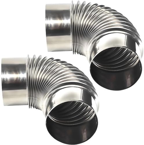 WuCaZRRsy 90° Bogen Ofenrohr 12cm, 2 Stück Edelstahl Kaminbogen Abgasrohr Ø 120mm Ofenrohrbogen Hitzebeständiges Rauchrohr, 4,7 Zoll Verlängerung Kaminrohre