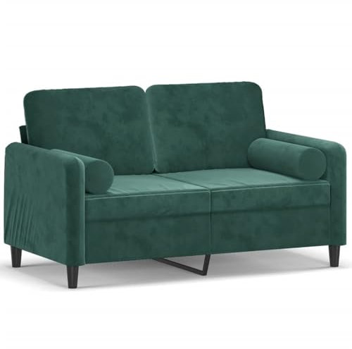HETFTJN Couch Klein Sofas & Couches Wohnzimmer Couch Camping Sessel - 2-Sitzer-Sofa mit Zierkissen Dunkelgrün 120 cm Samt für Büro Hotelzimmer Sitzzimmer Jugendzimmer