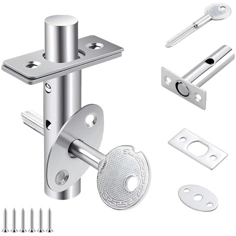 Ctyjia 1 Piezas Pernos de Puerta, Cerradura de Pozo de Tubo, Pernos de Seguridad para Puerta de Acero Inoxidable, con Llaves de Estrella, 60mm