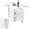HAMHAIGO Klapptisch Küche, Esstisch Klappbar mit Rädern, Küchentisch Klappbar mit 1 Kabinett und 2 Ablagen, Klapptisch Esstisch Holz, Küchentisch Ausziehbar (Weiß, 110x70x78cm)