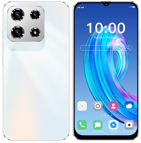 JtQtJ Note30Pro Unlocked Smartphone, Android 12.0 Mobile Phones 6.3” HD+ 32GB/256GB SD, 4G Dual SIM Dual Camera, Face ID+WIFI+BT+FM+GPS (Note30Pro-White)
