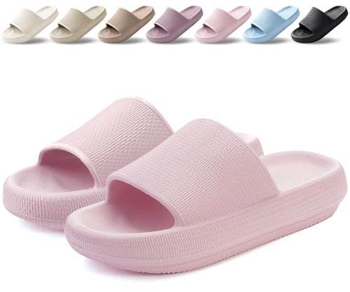 BAXIWUY Ciabatte Donna Uomo Estive Pantofole da Casa Ultra Morbide e Comode Slide Antiscivolo Nuvola Ciabatte da Mare Doccia Spiaggia Piscina Sandalo Unisex Rosa, 42-43 EU