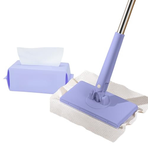 Generic Mini mocio con cambio automatico del panno, rotazione a 360°, ecologico, leggero, per pavimenti duri, viola