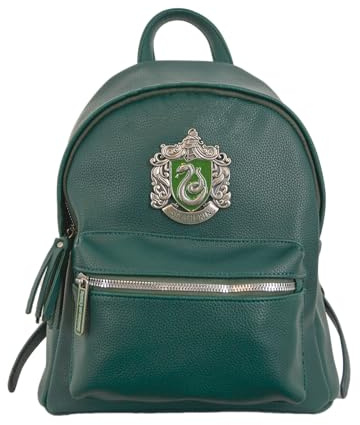 Harry Potter House Backpack Collection, Kieselleder, Metallwappenabzeichen, 4 Häuser - Gryffindor, Slytherin, Hufflepuff, Ravenclaw