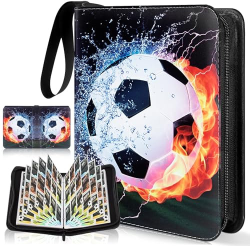 Sammelalbum Fußball Karten - 900 Karten Sammelkarten Album 9 Taschen 50 Seiten Sammelmappe Fussballkarten, Fussball Karten Sammelalbum, Doppelseitiger Seitenschutz Ordner Buch Karten Binder