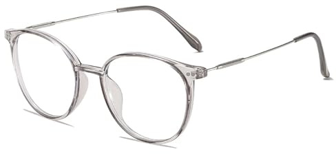 Progressive Multifocus Blue Light Blocking Reading Glasses for Men Women, Trendy Large Frame Computer Readers(Grey,2.0 x)