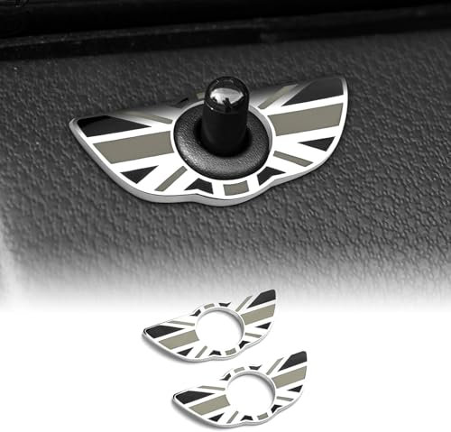 KUNGKIC 2Stück Auto-Flügel-Emblem Ringe Aufkleber Türschloss Pin Knöpfe Abdeckung Dekoration Accessoire Auto-Innenteile Für Mini Clubman Cooper R60 R61 Autos Türschloss Logo