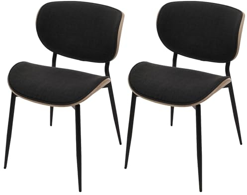 Mendler 2er-Set Esszimmerstuhl HWC-O45, Bugholz Stoff (370g/m²) Öko-Tex FSC®-Zertifiziert - Natur, dunkelgrau
