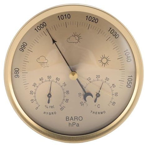 Candeon 3 in 1 Igrometro Termometro a Barometro, 130 Mm/5 '' Stazione Meccanica Tipo di Grano Barometrico Calibri Barometrici per Casa, Ufficio, Pesca Interno Ed Esterno