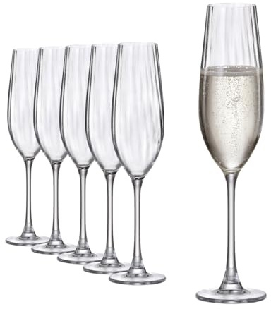 Sahm Columba Optic Sektgläser, 6er Set – 260 ml | Markante Optische Struktur · Klassische Stielglasform · Spülmaschinengeeignet