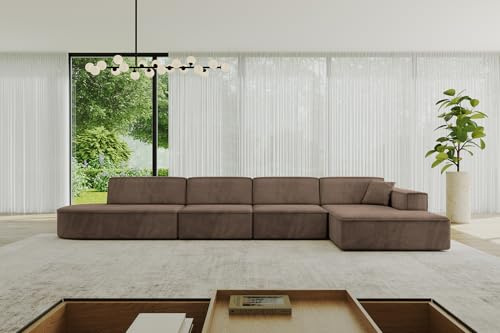 ALTDECOR Ecksofa in L-Form IREA-L3-v4 412x165x77 - Braun | Corner Sofa Bett Eckcouch Couch Wohnlandschaft Cauchsofa