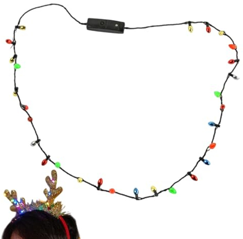 2 Christmas Lights Necklace, Leuchtende Halskette Weihnachtens, Weihnachts LED Mini Glühbirnen Halsketten, Urlaubszubehör Partygeschenke Für Frauen Männer, Geburtstag, Festival, Feier, Bühnenshow