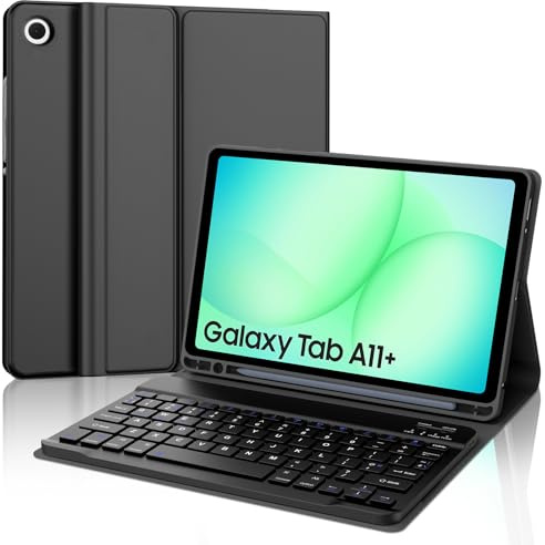Tiiomioon Keyboard Case for Samsung Galaxy Tab A11 Plus 11'' 2025 | UK Layout Keyboard for Samsung Galaxy Tab A11+ 11 Inch, Detachable Wireless Bluetooth Keyboard for A11 Plus 2025, Black