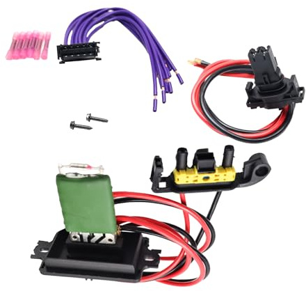 Luotahric Resistencia Ventilador Calefacción Ventilador Calefacción Kit de Resistencia 7701209803 Motor De Ventilador Con Arnés Compatible MK3 Clio 3 Scenic 2 Grand Modus