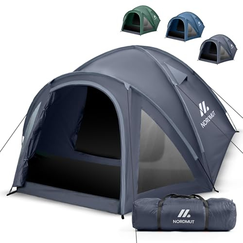 NORDMUT® Campingzelt für 2-4 Personen wasserdicht & leicht – Kuppelzelt mit verschließbarem Vorraum – 2-4 Mann Zelt mit hervorragender Luftzirkulation & kleinem Packmaß