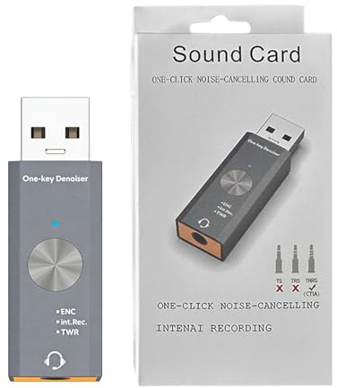 Tarjeta Sonido para PC Adaptador USB A 3.5mm Con Reducción Ruido | Conversor de Audio Para Streaming En Locución Reuniones Grabación Doméstica Producción Musical Estudio Juegos