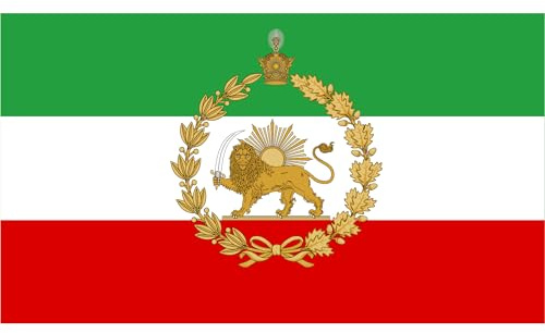 Drapeau Iran avec lion, soleil et couronne 90 x 150 cm – Drapeau historique de la Perse Pahlavi – Polyester 150D, imprimé double face, résistant aux intempéries et aux UV, double couture (Royal)