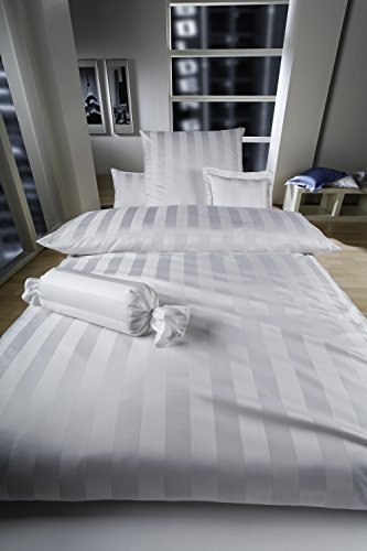 Curt Bauer Damast Bettwäsche Como weiß 1 Bettbezug 155 x 220 cm + 1 Kissenbezug 80 x 80 cm
