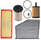 Inspektionspaket SET B 1x Luftfilter 1x Innenraumfilter (Pollenfilter) mit Aktivkohle 1x Ölfilter 1x Kraftstofffilter 1x Ölablass-Schraube 1x Dichtring für Ölablass-Schraube