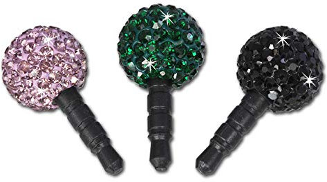 SilberDream Handy Stecker Shamballa Set 3 Glitzer-Zirkoniakugeln flieder, dunkelgrün und schwarz GST16