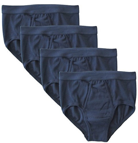 HERMKO 3240 Lot de 4 Slip Homme avec Ouverture Fine côte en 100% Coton Biologique Lavable à 60°C - Beaucoup Couleurs, Taille:3 (M), Couleur:Bleu foncé